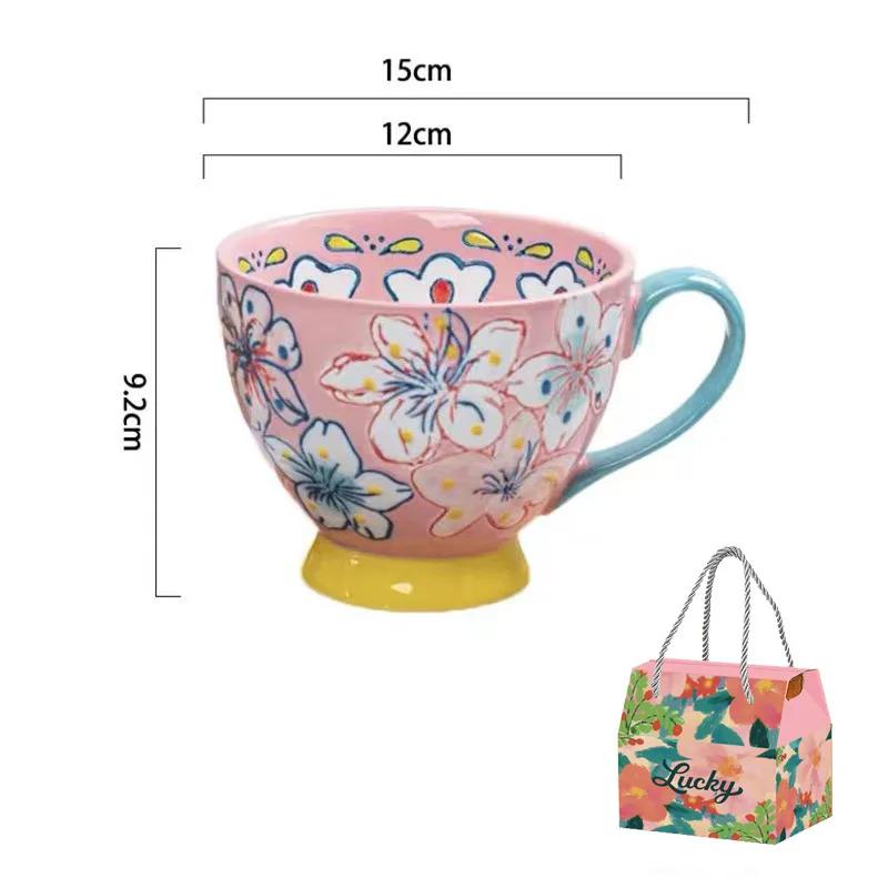 1 шт. 500 мл керамическая чашка расписанная вручную большая емкость чашка для овсянки пригодная для микроволновки керамическая кружка чашка для завтрака подарок на День матери подарочная коробка
