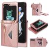 Crossbody Lanyard Leather Phone Case for Samsung Galaxy Z Flip 6 5 4 Flip6 Flip5 Flip4 Zipper Wallet Card Slot Holder Cover