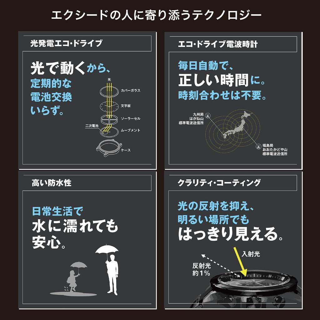 Citizen Exceed Limited Edition Water Silver "Oath Arrow" Radio-Controlled Watch, Resistant, Lightweight, Titanium, Eco-Drive, Black, Blue,