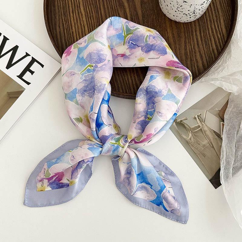 Silk Scarf Neck 70 Square Scarf New Printing Small Fresh Versatile Streamer Neck Protector Scarf Shawl