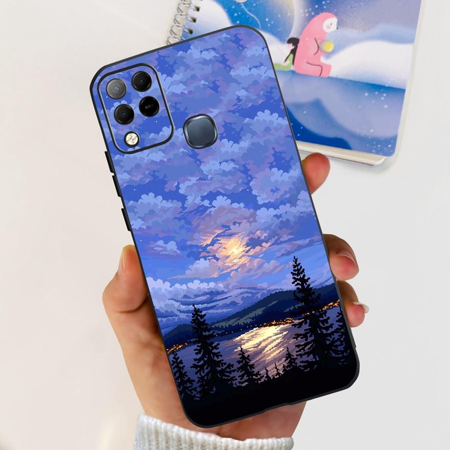 For Infinix Hot 11 G37 4G Case Cover Soft TPU Black Silicone Funda for Infinix Hot11 G37 Infinix X689F Fashion Pattern Bumper