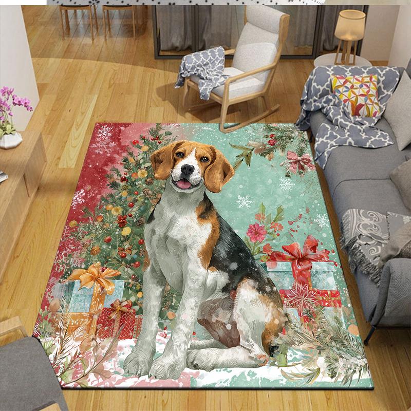 Christmas dog Home Sofa Decoration for Living Room & Bedroom, Non‑Slip Play Flannel Floor Mat for Game Room