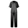 Women's Silk Solid Color Pajamas Set, Ladies Short-sleeved And Long Pants Two-piece Pajamas, Button-down Pajamas And Home Clothes