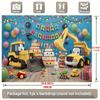 Party Backdrop Construction Truck Yellow Excavator Balloons Cakes Playful Photo Booth Decor Birthday Party Decor