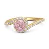 Pink Topaz Halo Twist Pavé Band Ring - Sterling Silver Gold Vermeil
