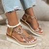 Модная обувь для женщин 2024 года, новые летние женские босоножки на платформе, женские босоножки с эластичной резинкой и кристаллами-бабочками на танкетке, женская обувь