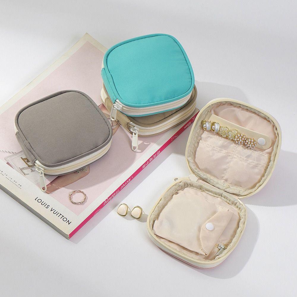 Earrings Ring Necklace Storage Jewelry Storage Bag Zipper Jewelry Case Travel Organizer