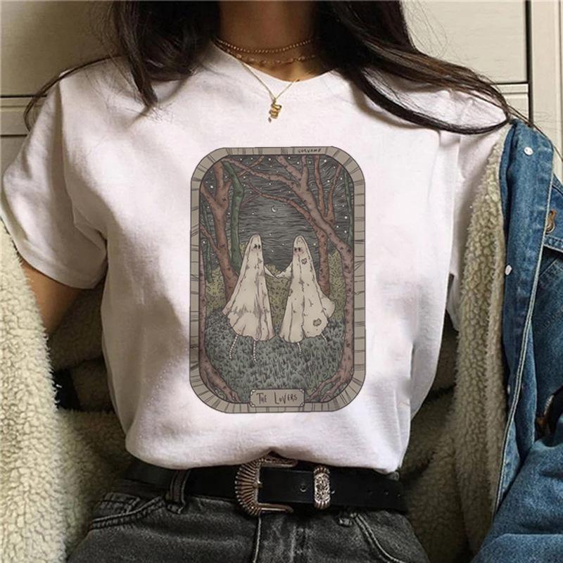 Tarot Cat Print Tshirt Summer Fashion Casual Womens Top Retro Style Graphic T Shirts Tops Harajuku Aesthetic Clothes
