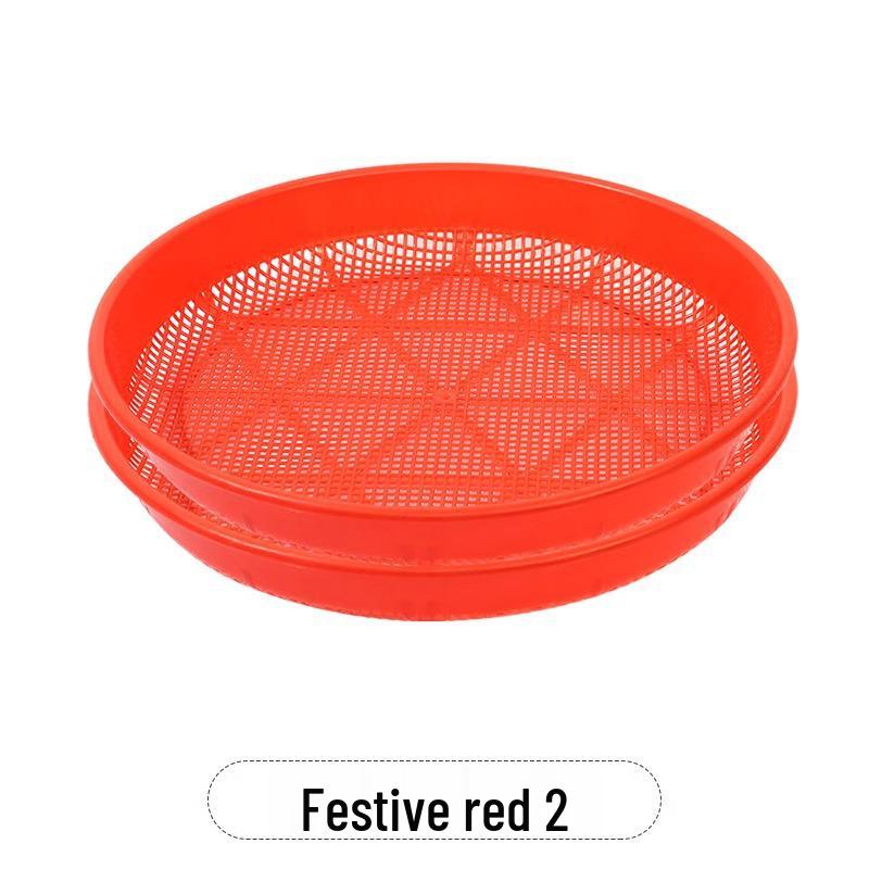 Round Plastic Sieve Basket: Household & Commercial Use for Sifting, Drying Rice, Vegetables - Fine Mesh, Imitation Bamboo Weave