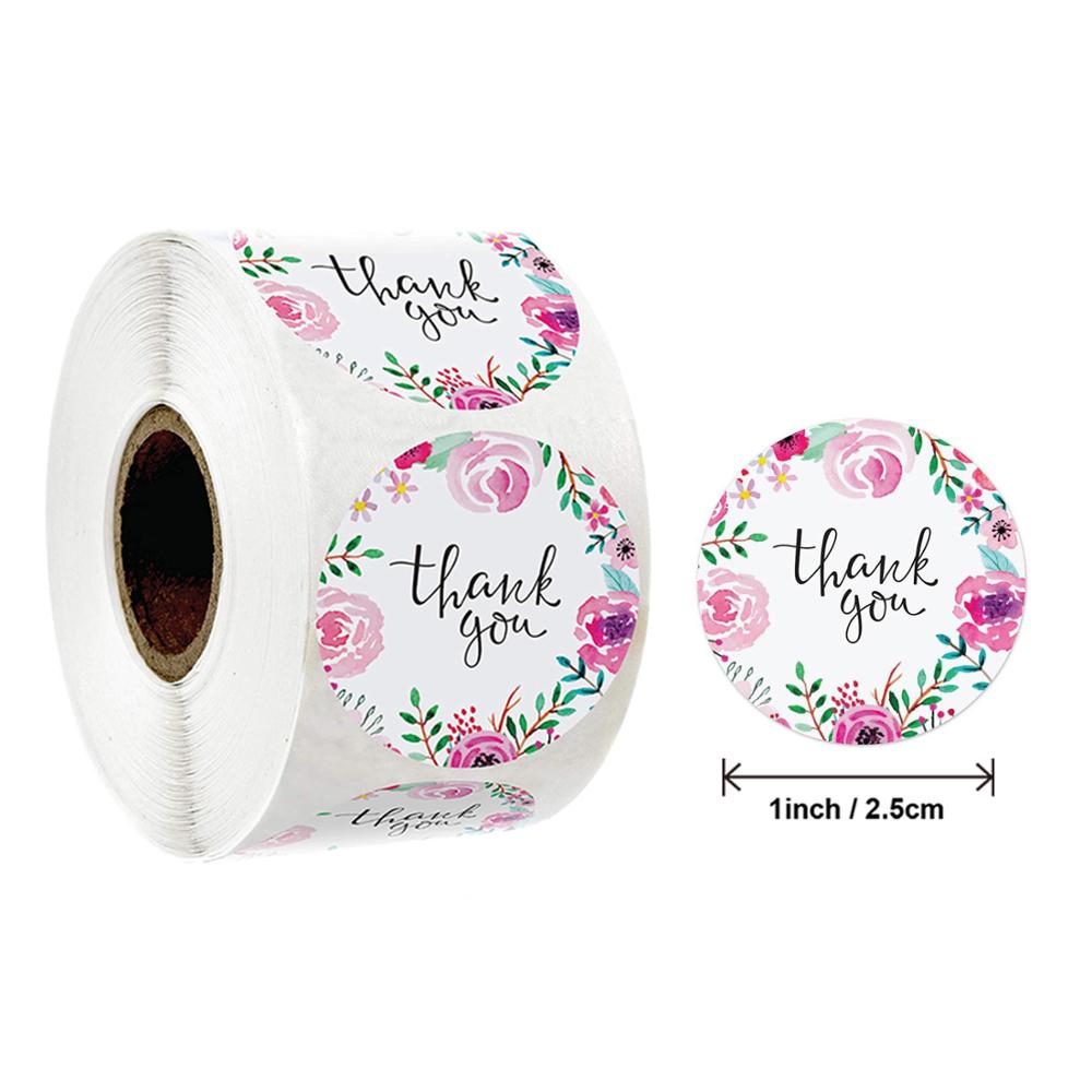 50-500pcs 1 Inch Flower Thank You Stickers Seal Label Handmade Stickers Scrapbooking for Gift Envelope Seals Stickers