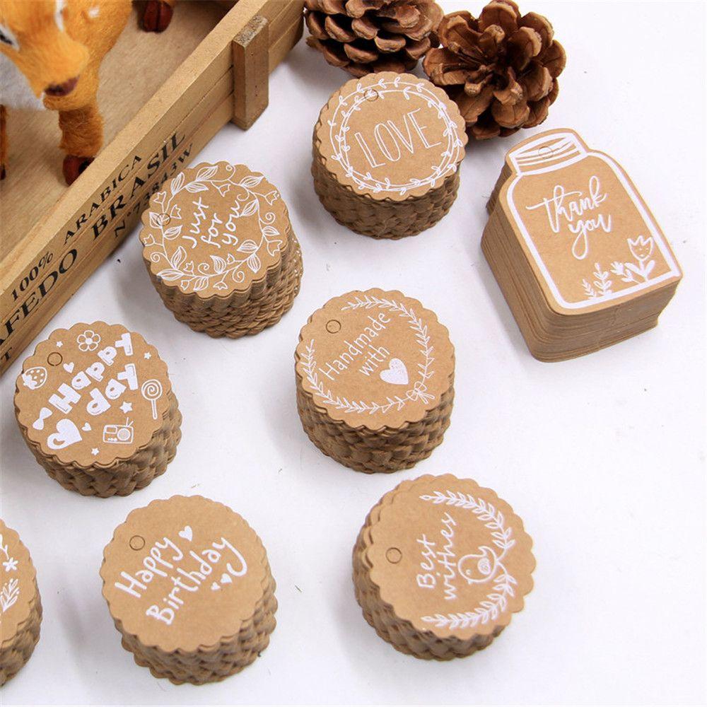 50 шт. бирка для вечеринки, подарочная упаковка, многоцветная бумажная этикетка «сделай сам», бирка «спасибо» из крафт-бумаги