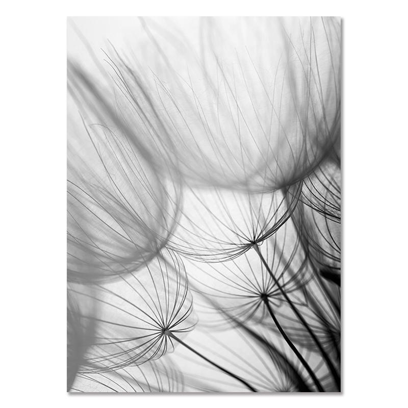 Современный черно-белый одуванчик с цитатами, настенное искусство, холст, живопись, постер, печать, дизайн интерьера, украшение гостиной