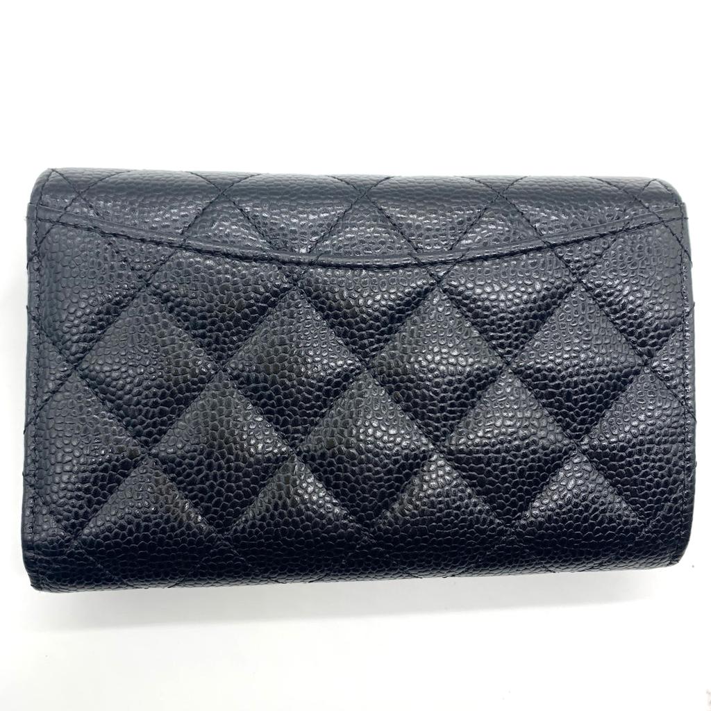 Б/у трехстворчатый кошелек CHANEL Матовая кожа кавиар Женский