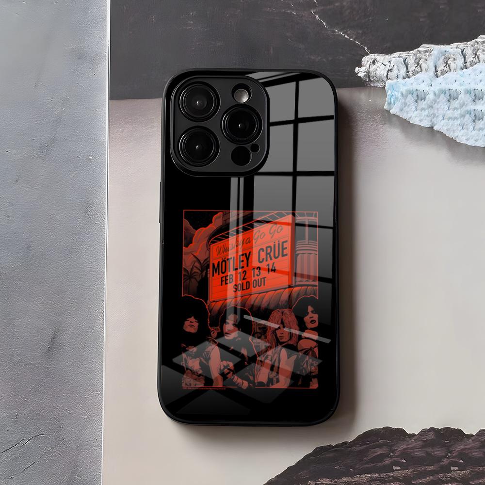 M-MotleyS Rock C-CrueS Phone Case For IPhone 17 Air 16 E Pro Max 15 14 13 Mini 12 Pro 11 Max Plus Black Glass Cover