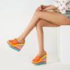 Lady Straw Heel Slippers Summer Color Outdoor Party Dress Slippers Women Platform Wedges Slip On Brand Shoes Woman2024