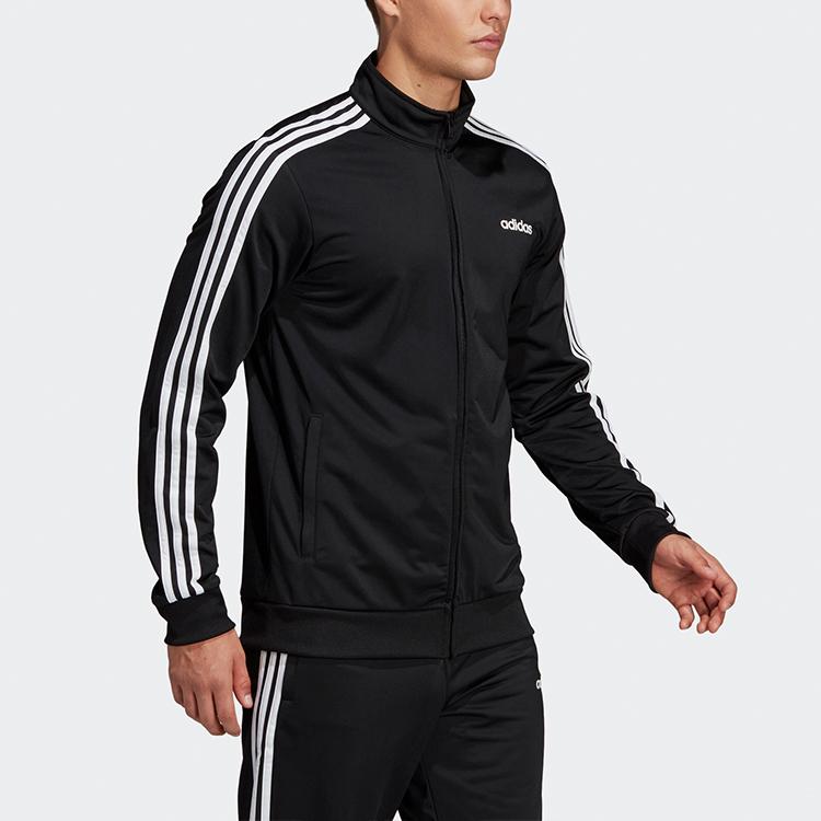adidas Мужская спортивная куртка Essentials с 3 полосками, трикотажная, regular fit, на молнии, черная с белым DQ3070