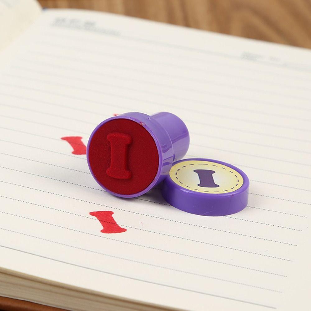Cartoon Children Arithmetic Seal Self-ink 26pcs Alphabets Letters Round Stamp Creative Gifts