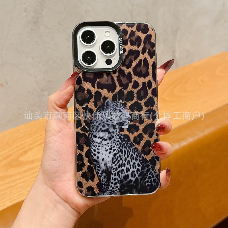 Леопард Тигр Яблоко 16 Чехол для телефона iPhone15/14plus Личность 13 Нишевый 11/12promax Жесткий 17