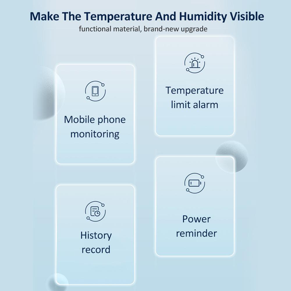 Интеллектуальные датчики температуры и влажности Wi-Fi, большой дисплей времени для домашнего офиса, спальни, кухни