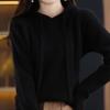 Вязаный кардиган с капюшоном из шерсти на осень/зиму 2025 - Машинная стирка, Теплый, Свободный, Стройнящий, Повседневная верхняя одежда