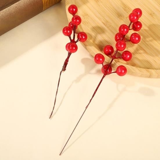 Рождественские искусственные стебли красных ягод, реалистичные яркие цвета, не требуют полива, ветки искусственных ягод, домашний декор, рождественские поделки своими руками