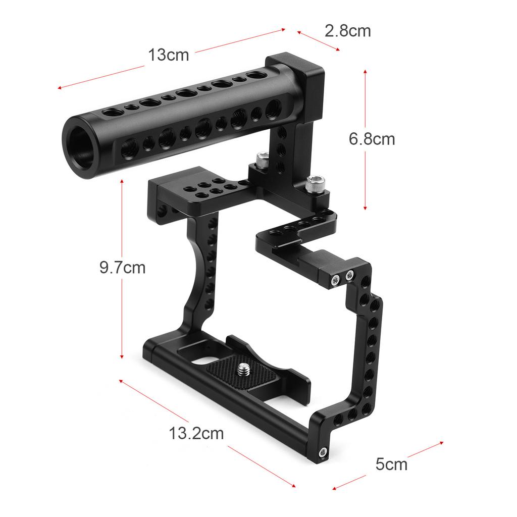 Anoder Camera Cage with Grip Handle Aluminum Alloy with Cold Shoe 1/4 3/8 Holes Compatible with