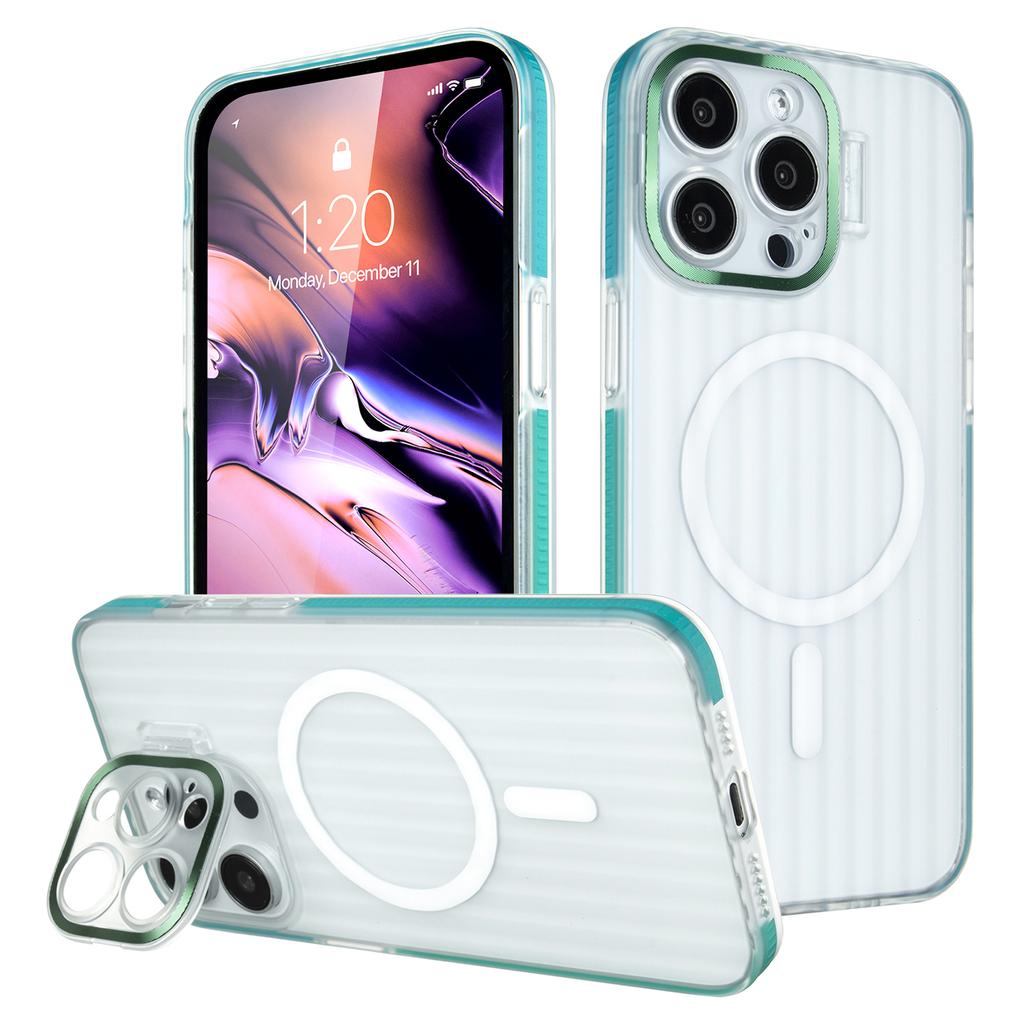 Для чехла iPhone 13 Pro, совместимого с MagSafe, чехол для телефона из ПК+ТПУ со встроенной подставкой для объектива