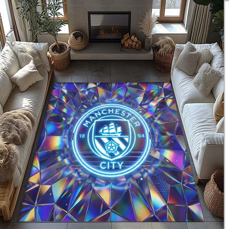 Фланелевый ковер с принтом Manchester City, нескользящий, мягкий, из полиэстера, для пола, декоративный коврик для спальни, гостиной, дивана
