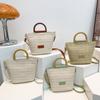 Spring New Casual One-shoulder Crossbody Handbag Fashion Braided Ladies Handbag Straw Woven Bucket Tote Bag