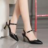 Модная женская обувь милая легкая черная весенне-летняя лакированная туфли на шпильке женские бежевые туфли-лодочки ea611