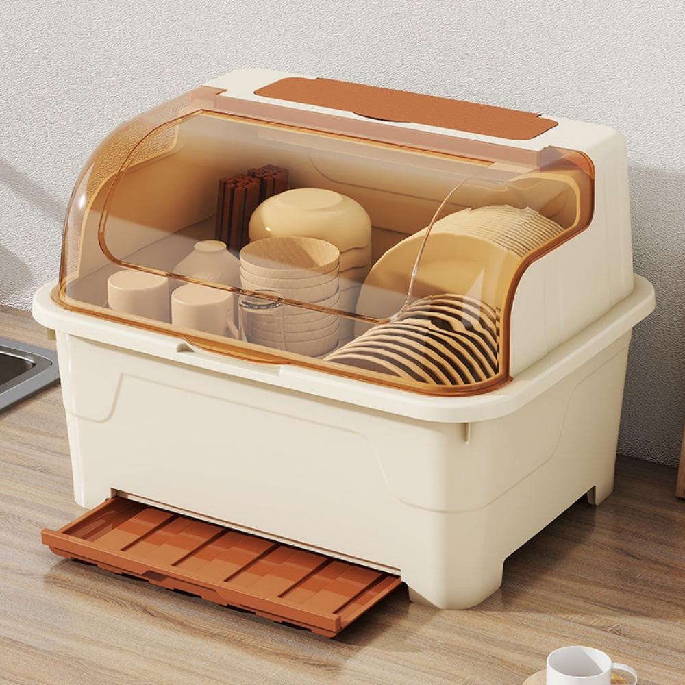 Герметичный контейнер для хранения посуды с крышкой, поддоном для слива, ящик для хранения столовых приборов для тарелок, мисок