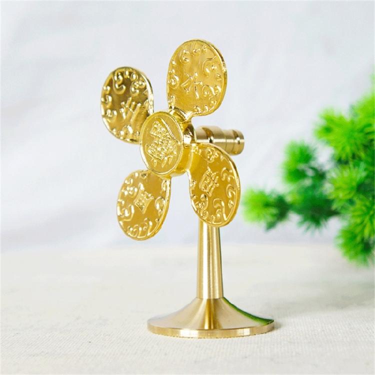 Brass Windmill Model Statue Luck Wealth Prosperities Metal Pinwheels Sculpture
