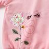Весна осень чистый хлопок вышитый цветок толстовка с капюшоном для девочки свитер Детская одежда футболки с длинным рукавом для девочек универсальные топы толстовки
