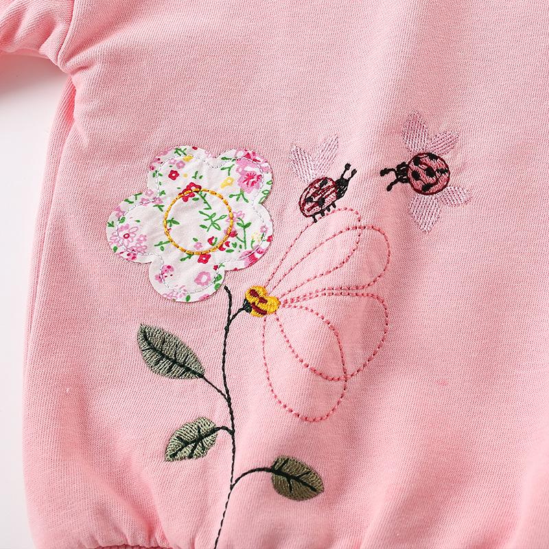 Весна осень чистый хлопок вышитый цветок толстовка с капюшоном для девочки свитер Детская одежда футболки с длинным рукавом для девочек универсальные топы толстовки