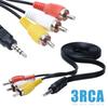 1M Laptop Audio Video Male To Male AV Cable 3.5mm Jack To 3 RCA AUX Cable Adapter Wire