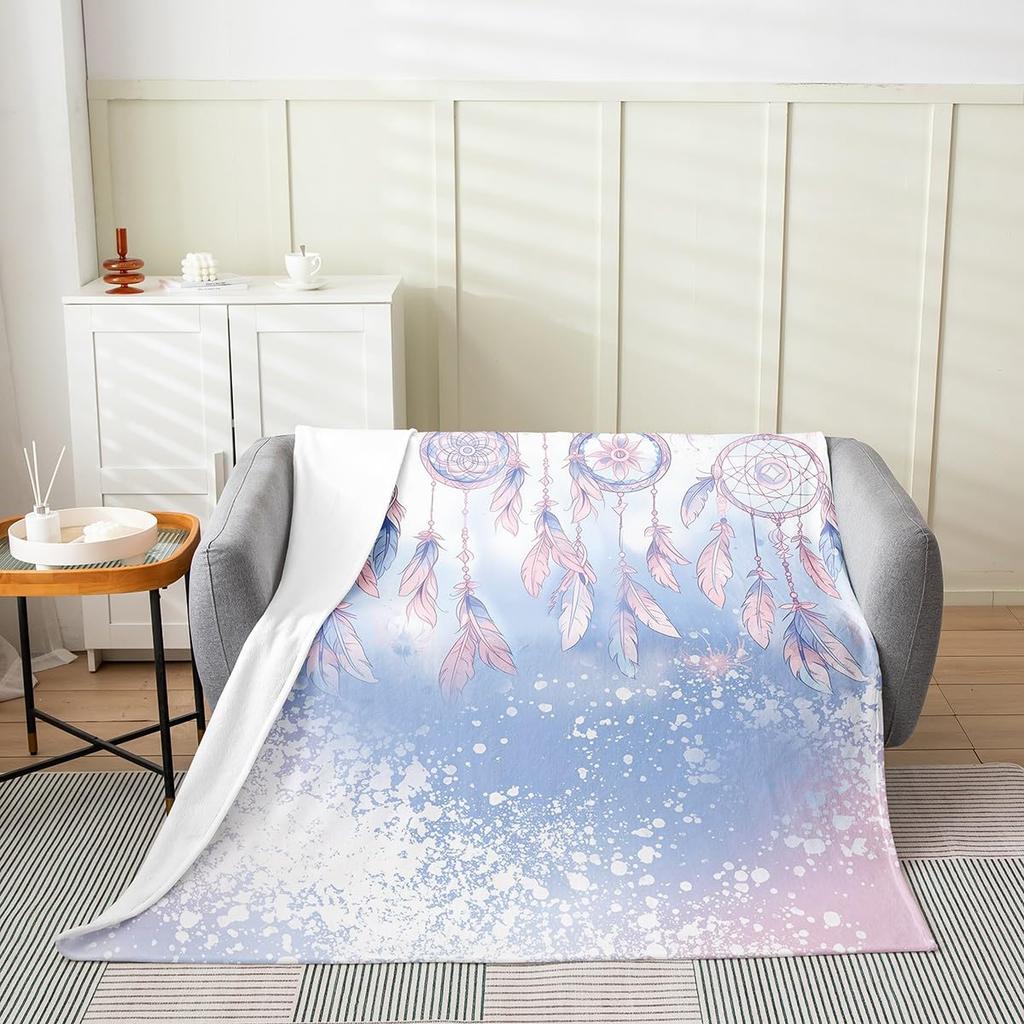 Dreamcatcher Blanket Boho Dream Catcher Plush Throw Blanket Flannel Fleece Blanket for Travel, Airplane, Bed, Couch, Car, Gift