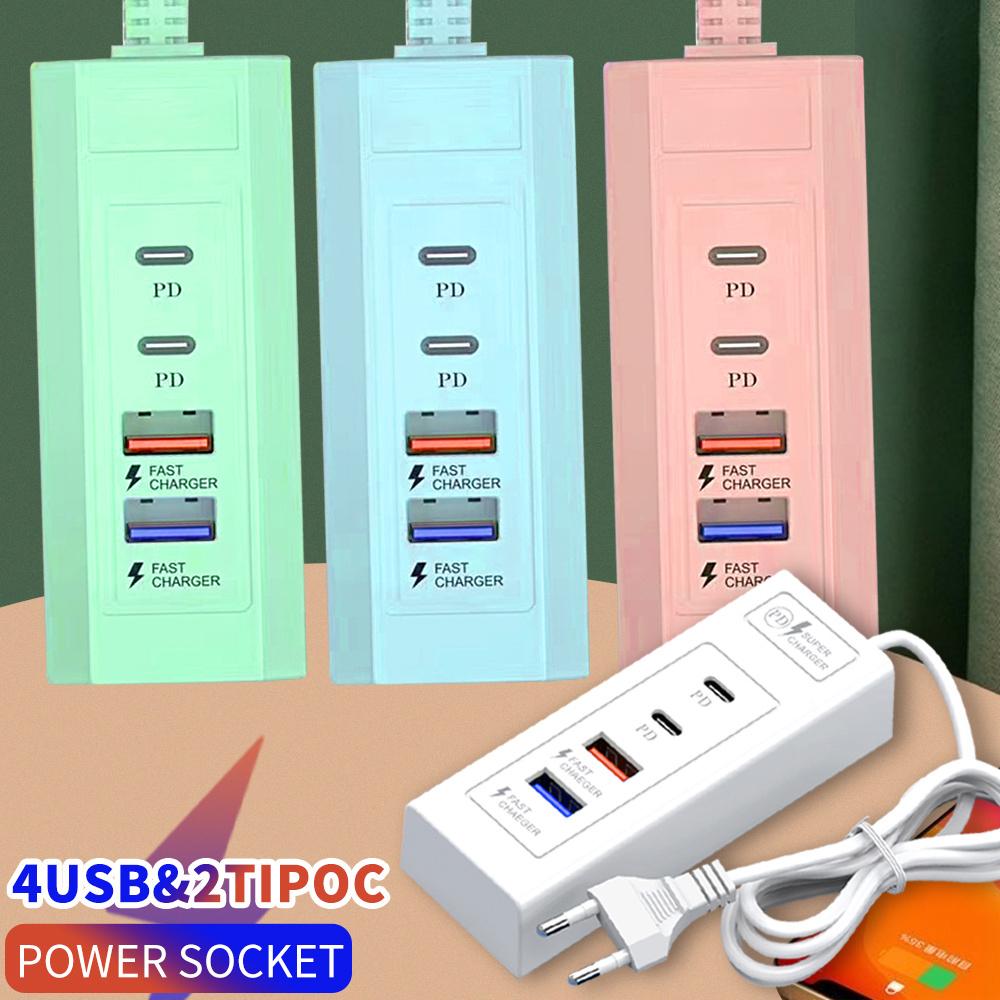 Быстрая зарядка PD с 4 портами USB-вилка Сетевой фильтр Зарядная станция Разветвитель Вилка ЕС/США Вилка для зарядки телефона TYPE C USB Электрическая розетка