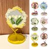 DIY Handmade Flower Desk Mirror with Storage Tray Rotatable Desktop Vanity Mirror Multi-purpose Women Makeup Table Mirror Jewelry Organizer