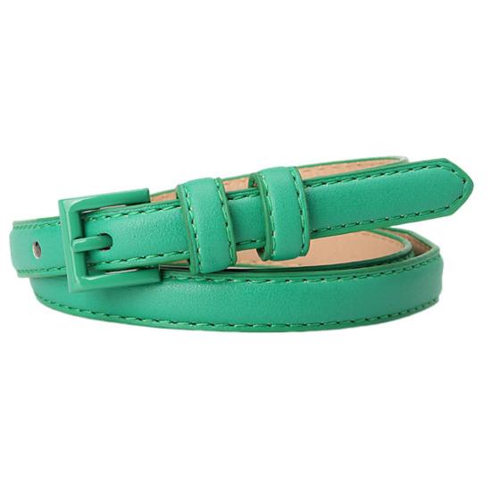 Women Thin Pants Belt Solid Color Faux Leather Waistband Adjustable Length Multi Holes Design Jeans Belt