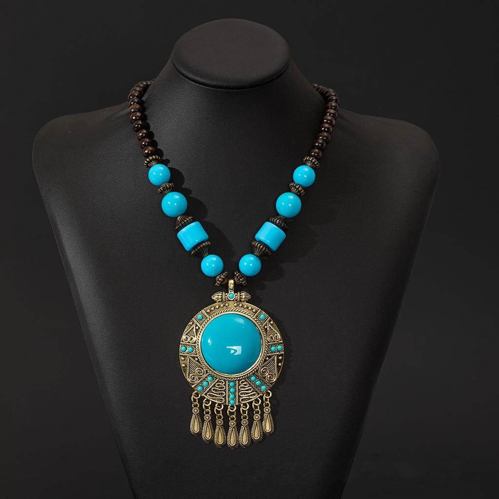 Винтажное богемное этническое ожерелье с кисточками из камня и каплей воды для женщин, цыганская цепочка, ювелирные изделия, аксессуары