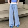 Ретро-сращивание Collision Color Plaid Loose Drag Ground Casual Women Tide Wide Leg Брюки