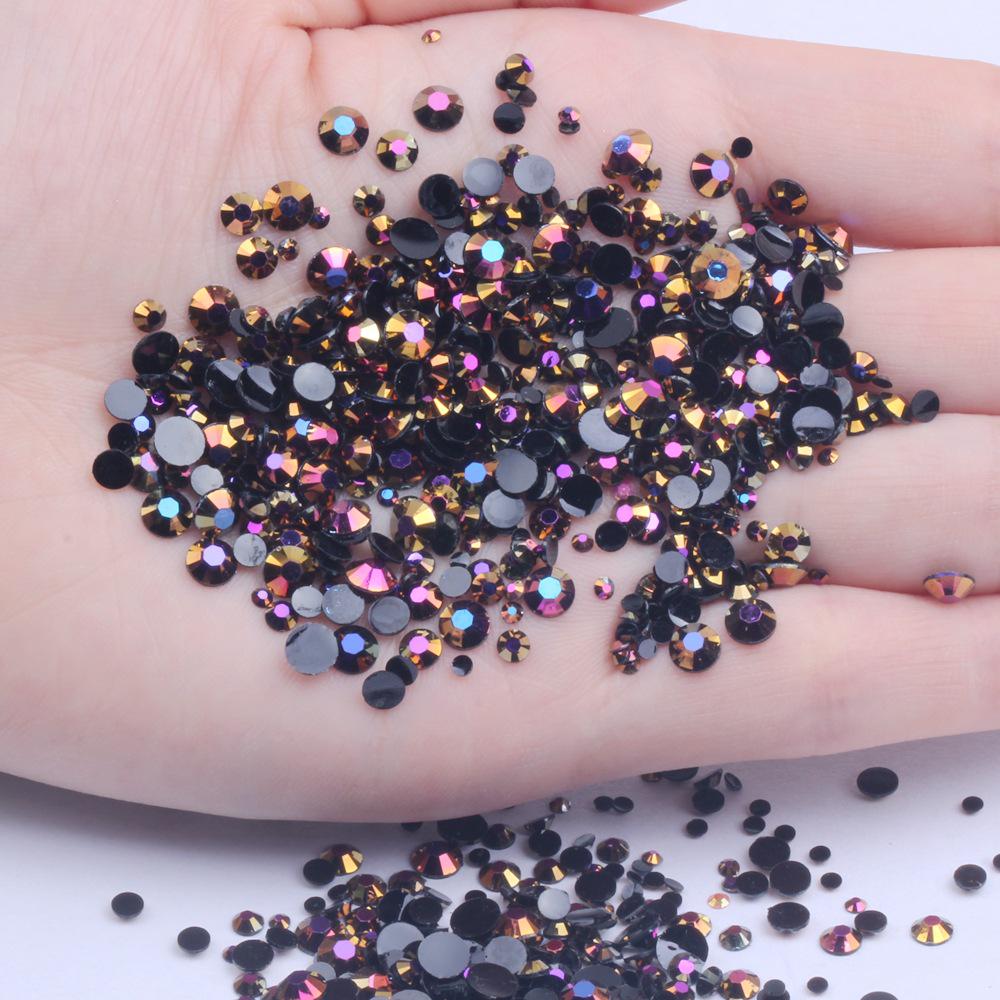 Multi-Color AB Jelly Resin Rhinestones, 2-6mm, 1000 Pcs, Flat Back for Nail Art