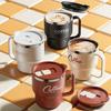 304 Stainless Steel Coffee Mug with Handle & Lid, Double Layer Thermal Insulated Coffee Cup, Anti-Scalding Milk Tea Water Cup