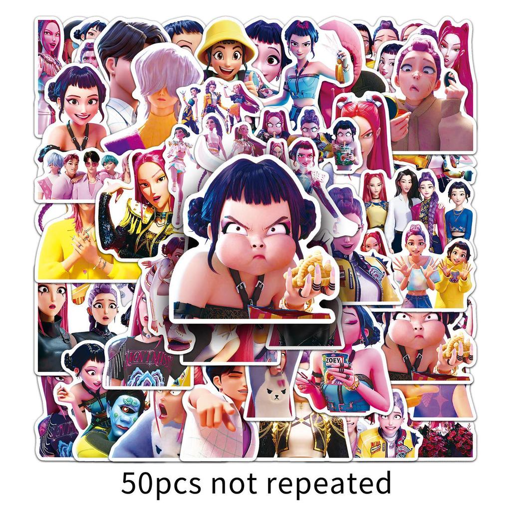 50 Demon Hunters KPOP Stickers: Anime Movie Waterproof Phone Case Decals