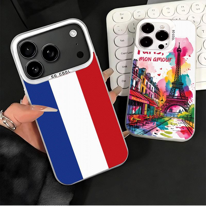 Франция Эйфелева башня Париж Ударопрочный чехол для телефона для iPhone 17 Air 16 16E 15 Pro Max 14 Plus 13 Mini 12 Задняя крышка Противоударный Fund