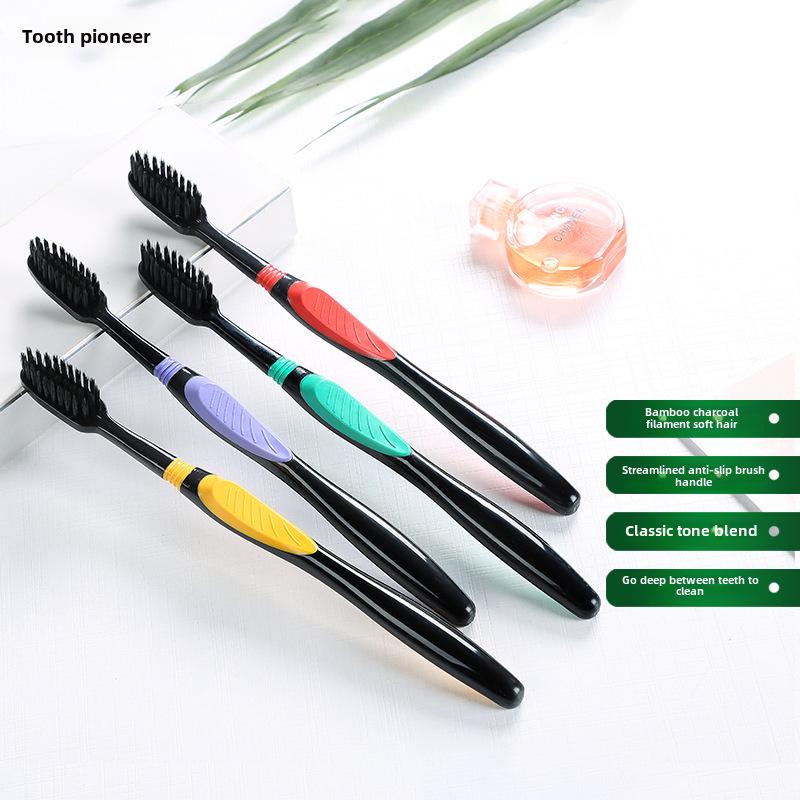 Зубная щетка Jian Bamboo Charcoal Soft Bristle Toothbrush - унисекс и нежный дизайн