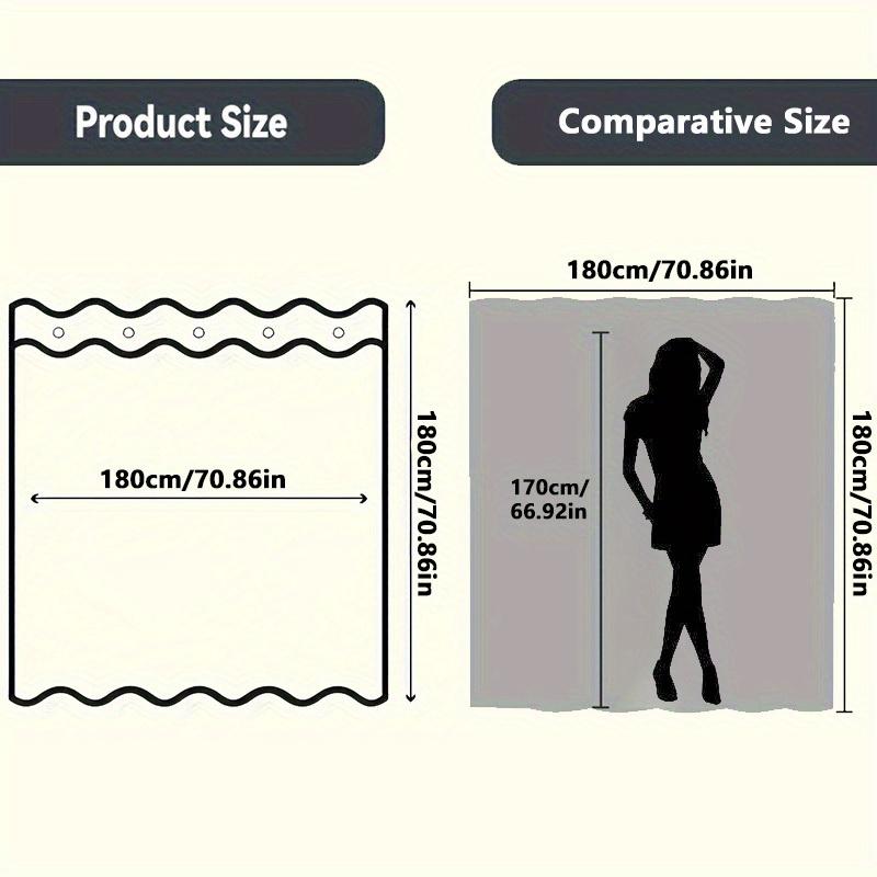 1шт прямоугольный квадратный узор водонепроницаемая занавеска для душа с крючками для душа и ванны, прозрачная душевая перегородка универсальная занавеска для душа