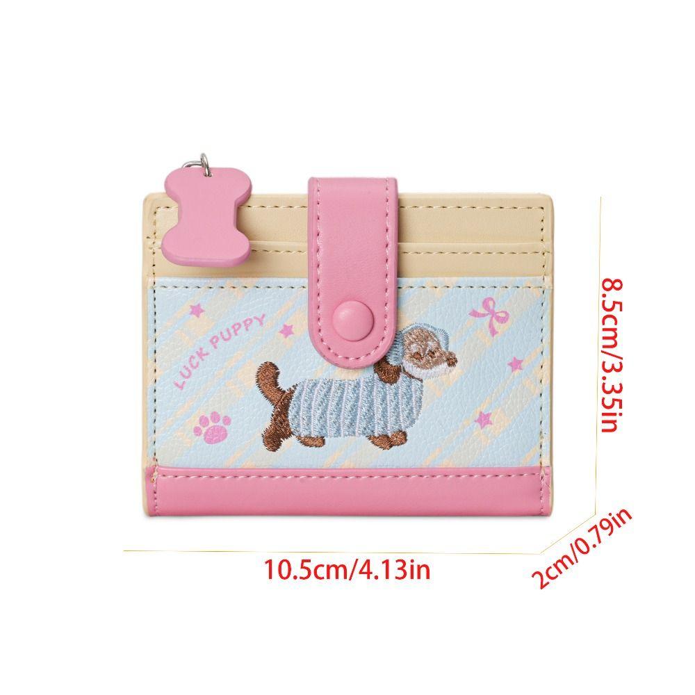 Ultra Thin Embroidery Sausage Dog Wallet Purse Coin Pouch Simple Card Bag  Card Storage Bag