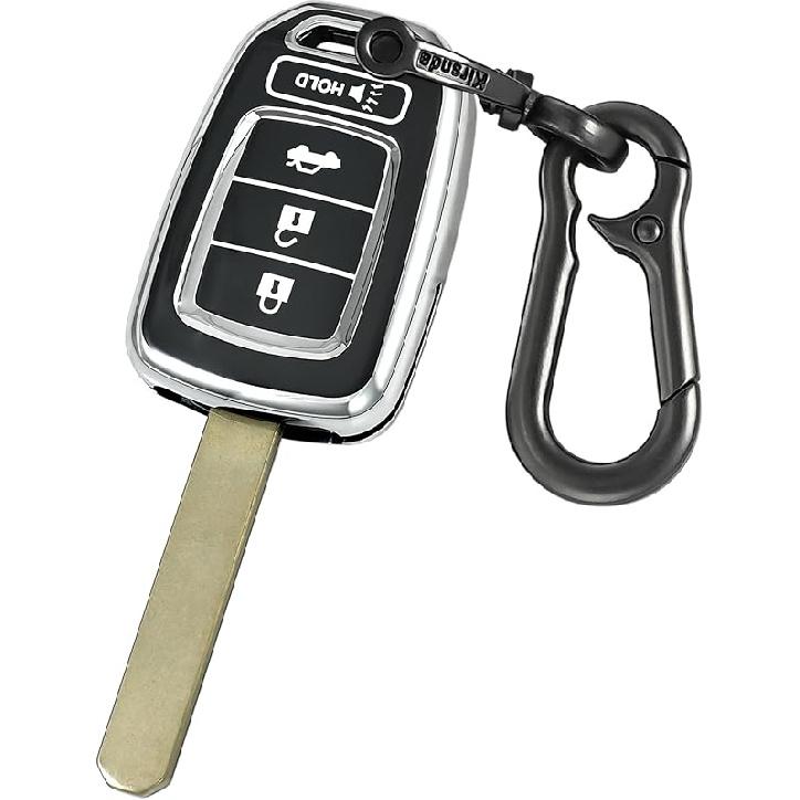 Key fob Cover case Compatible with Honda Accord Civic CR-V LX Remote Key Vehicle Accessories 4-Buttons Soft TPU Protection Key Shell/Skin(red)