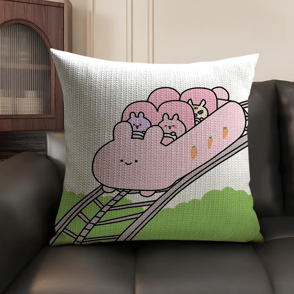 Asamimichaan Asleep Asamimi Cushion Cover Natural Linen Organic Fabric DoubleSided Printing Sofa Home Decor Gift Pillow Case